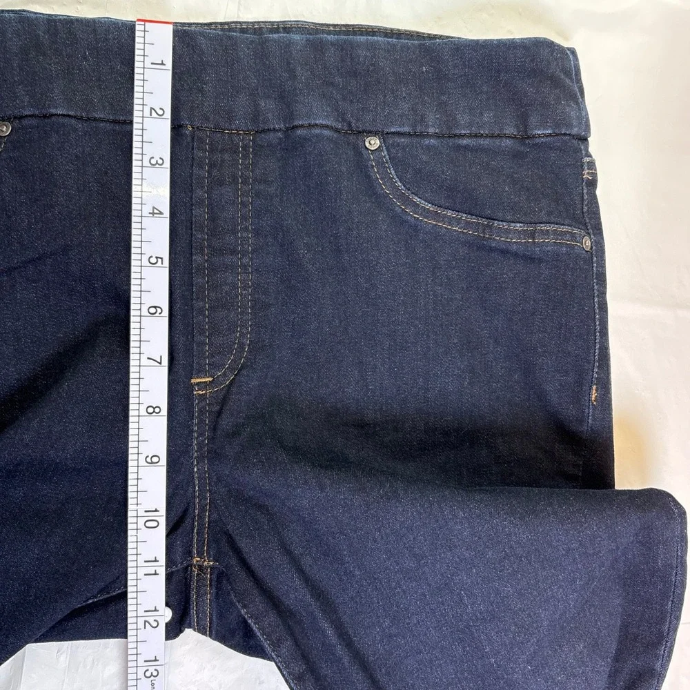 Chico's Pull On Slim Boot Jeans Womens 1R US‎ 8R Dark Indigo Blue Stretch Denim